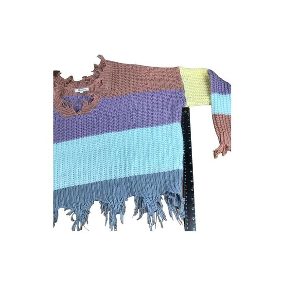 Miracle USA MULTI-COLOR BLOCK SWEATER Cotton V‎ Neck M/L - Picture 7 of 12